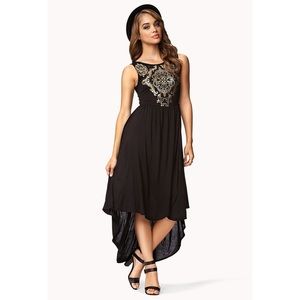 Forever 21 high low baroque maxi dress